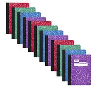 Mead Composition Notebooks, 12 Pack, Wide Ruled Paper, 9-3/4" x 7-1/2", 100 Sheets per Comp Book, Assorted Marble Colors (73389)