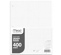 Mead Loose Leaf Paper, 1 Pack, 3 Hole Punched, Graph Ruled Paper, 10-1/2" x 8", 400 Sheets/Pack (150038-ECM)