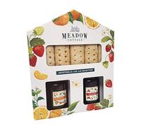 Mead ow Cot tage Shortbread & Jam Selection 150g Gift Box Strawberry & Orange Jams Jars Classic Shortbread