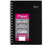 Mead Planner 2026-2027 Weekly & Monthly Academic 15-Month April-June, 5-1/2" x 8-1/2", Basic, Black (CAW42005)