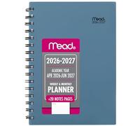 Mead Planner 2026-2027 Weekly & Monthly Academic 15-Month April-June, 5-1/2" x 8-1/2", Basic, Composure Blue (CAW42020)