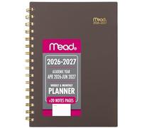 Mead Planner 2026-2027 Weekly & Monthly Academic 15-Month April-June, 5-1/2" x 8-1/2", Basic, Ground Coffee (CAW42004)