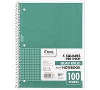 Mead Spiral Notebook, 1-Subject, Graph Ruled Paper, 10-1/2" x 8", 100 Sheets, Green (05676AC5)