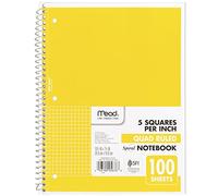 Mead Spiral Notebook, 1 Subject, Graph Ruled Paper, 7-1/2" x 10-1/2", 100 Sheets, Yellow (05676AZ7)