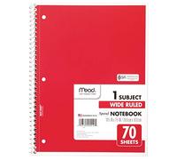 Mead Spiral Notebooks, 1 Subject, Wide Ruled Paper, 70 Sheets, 10-1/2" x 7-1/2", Dark Blue (05510)