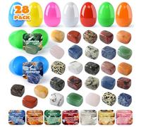 MEADIN 28 Pack Prefilled Easter Eggs with Gemstones Inside - Easter Eggs Filled with Natural Gems for Kids Easter Egg Hunting Party Favors