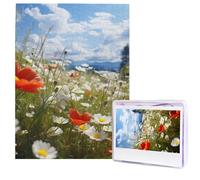 Meadow and Daisy Flowers Puzzle for Adults 500 Pieces Personalized Jigsaw Puzzles from Photos, Challenging Puzzle Perfect for Game Nights, Wooden Puzzles Gift for Holiday Birthday