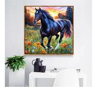Meadow Black Horse Jigsaw Puzzle 35 Pieces 30x30cm/12x12inch, Difficult jigsaw puzzles for Adults 35, Beautiful Art work, Great Festive Puzzle Gift for Men/Women