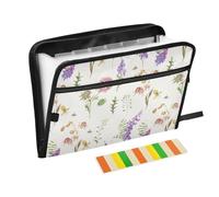 Meadow Flowers Botanical Expanding File Folder A4,13 Pockets File Organiser, Paperwork A4 Plastic Wallet Document Storage Expander for School,Office and Home