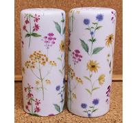 Meadow Flowers Salt & Pepper Set Round Ceramic Bright Floral Porcelain Salt & Pepper Pots Hand Decorated UK