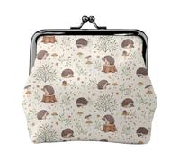 Meadow Hedgehog, PU Leather Coin Purse, Small Wallets, Change Pouch with Kiss Lock Clasp Buckle, Change Purse