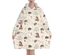 Meadow Hedgehog,Women's Oversized Wearable Blanket Hoodie, Blanket Sweatshirt,Flannel Pullover Blanket