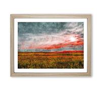 Meadow In South Africa Painting Modern Art Framed Wall Art Print, Ready to Hang Picture for Living Room Bedroom Home Office Décor, Oak A4 (34 x 25 cm)