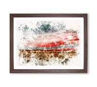 Meadow In South Africa Watercolour Modern Framed Print | A3 Walnut Framed Wall Art | Ready to Hang | Modern Landscape Picture | Living Room Bedroom Lounge Office