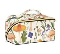 Meadow Mushroom Wildflower Toiletry Bags with dividers Lightweight Cosmetic Travel Bags For Women with Compartments & Handle