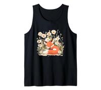 Meadow of Daisies with Cute Sleepy Fox Graphic Tank Top