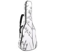 Meadow Wild Flowers and Leaves Silhouettes Padded Guitar Bag, Protective Acoustic Guitar Cover Gig Bag for Electric Bass Classical Guitar