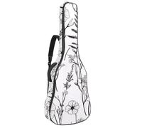 Meadow Wild Flowers and Tree Leaves Padded Guitar Bag, Protective Acoustic Guitar Cover Gig Bag for Electric Bass Classical Guitar