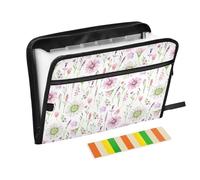 Meadow Wildflowers Expanding File Folder A4,13 Pockets File Organiser, Paperwork A4 Plastic Wallet Document Storage Expander for School,Office and Home