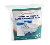 Meadowcare Commode Liners with Absorbent Pad, Pack of 40 | Fragrance Free, Super Absorbent Disposable Bags for Commodes, Bed Pans & Portable Toilets | Universal Fit
