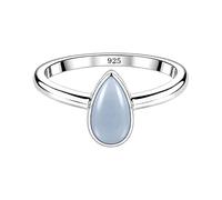 Meadows 925 Sterling Silver Angelite Teardrop Ring for Women Genuine Pear Shaped Gemstone Solitaire Statement Ring Boho Jewelry Gift R-1919ABB_L 1/2