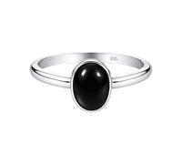 Meadows 925 Sterling Silver Black Onyx Ring Oval Gemstone Ring Handmade Minimalist Jewelry Gift for Women R-1908AB_T 1/2