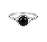 Meadows 925 Sterling Silver Black Onyx Ring Round Gemstone Ring Handmade Minimalist Jewelry Gift for Women R-1795AB_U