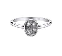 Meadows 925 Sterling Silver Black Rutile Ring Oval Gemstone Ring Handmade Minimalist Jewelry Gift for Women R-1908AJ_T 1/2