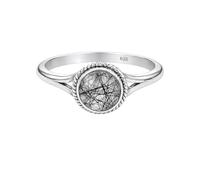 Meadows 925 Sterling Silver Black Rutile Ring Round Gemstone Ring Handmade Minimalist Jewelry Gift for Women R-1795AJ_R 1/2