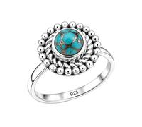 Meadows 925 Sterling Silver Blue Copper Turquoise Gemstone Statement Ring for Women Beautiful Design Birth Stone Gift Handmade Jewelry R-27AN_Z+1