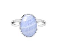 Meadows 925 Sterling Silver Blue Lace Agate Ring for Women Oval Gemstone Solitaire Ring Handmade Minimalist Jewelry R-16AL_T