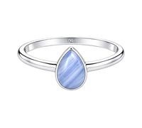 Meadows 925 Sterling Silver Blue Lace Agate Ring Oval Gemstone Ring Handmade Minimalist Jewelry Gift for Women R-1919AM_Y