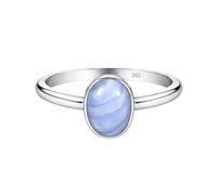 Meadows 925 Sterling Silver Blue Lace Agate Ring Oval Gemstone Ring Handmade Minimalist Jewelry Gift for Women R-1908AL_W