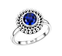 Meadows 925 Sterling Silver Blue Sapphire Gemstone Statement Ring for Women Beautiful Design Birth Stone Gift Handmade Jewelry R-27AT_J 1/2