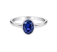 Meadows 925 Sterling Silver Blue Sapphire Lab Grown Ring Oval Gemstone Ring Handmade Minimalist Jewelry Gift for Women R-1908AT_N 1/2