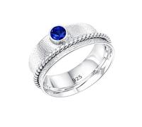 Meadows 925 Sterling Silver Blue Sapphire Lab Grown Round Gemstone Spinner Mediation Ring for Men And Women Handmade Jewelry Gift R-19AI_V 1/2