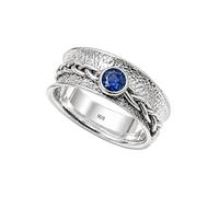 Meadows 925 Sterling Silver Blue Sapphire Lab Grown Spinner Ring for Women And Men Band Boho Meditation Statement Hnadmade Jewelry R-24AI_V 1/2