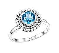 Meadows 925 Sterling Silver Blue Topaz Gemstone Statement Ring for Women Beautiful Design Birth Stone Gift Handmade Jewelry R-27AV_P 1/2