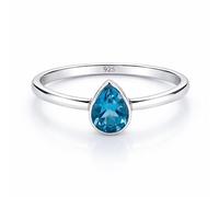 Meadows 925 Sterling Silver Blue Topaz Lab Grown Ring Oval Gemstone Ring Handmade Minimalist Jewelry Gift for Women R-1919AW_O 1/2