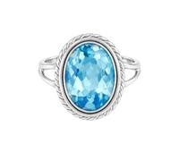 Meadows 925 Sterling Silver Blue Topaz Lab Grown Ring Oval Gemstone Ring Handmade Minimalist Jewelry Gift for Women R-1879AW_Y 1/2