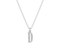 Meadows 925 Sterling Silver Capital Letter Pendant D Necklace Dainty Sparkly Cubic Zirconia Alphabet Charm Jewelry Gift for Her NK-02