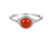 Meadows 925 Sterling Silver Carnelian Ring Round Gemstone Ring Handmade Minimalist Jewelry Gift for Women R-1795AC_O 1/2