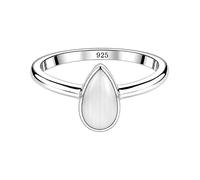 Meadows 925 Sterling Silver chrysoprase Teardrop Ring for Women Genuine Pear Shaped Gemstone Solitaire Statement Ring Boho Jewelry Gift R-1919AAZ_X 1/2