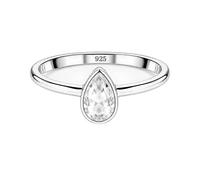 Meadows 925 Sterling Silver Crystal Quartz Teardrop Ring for Women Genuine Pear Shaped Gemstone Solitaire Statement Ring Boho Jewelry Gift R-1919ABL_M