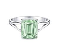 Meadows 925 Sterling Silver Emerald Cut for Women Green Amethyst Gemstone Solitaire Ring Minimalist Bezel Set Handmade Jewelry R-10AR_S