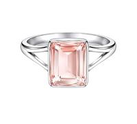 Meadows 925 Sterling Silver Emerald Cut for Women Morganite Gemstone Solitaire Ring Minimalist Bezel Set Handmade Jewelry R-10AY_O 1/2