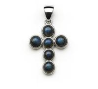 Meadows 925 Sterling Silver Flashy Labradorite Gemstone Religious Cross Pendant Jewelry