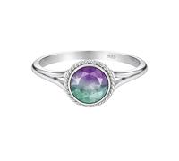 Meadows 925 Sterling Silver Fluorite Ring Round Gemstone Ring Handmade Minimalist Jewelry Gift for Women R-1795AZ_O 1/2