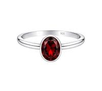 Meadows 925 Sterling Silver Garnet Ring Oval Gemstone Ring Handmade Minimalist Jewelry Gift for Women R-1908AP_O 1/2