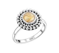 Meadows 925 Sterling Silver Golden Rutile Gemstone Statement Ring for Women Beautiful Design Birth Stone Gift Handmade Jewelry R-27AM_Q 1/2